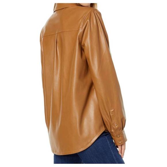 NEW PAIGE mattie shacket - vegan leather in toffee bronze - Picture 2 of 4